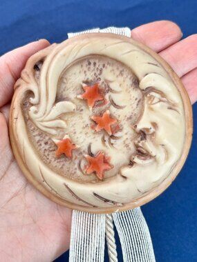 Italian Ceramic Moon & Stars Wall Hanging Vintage Cottagecore Napoli